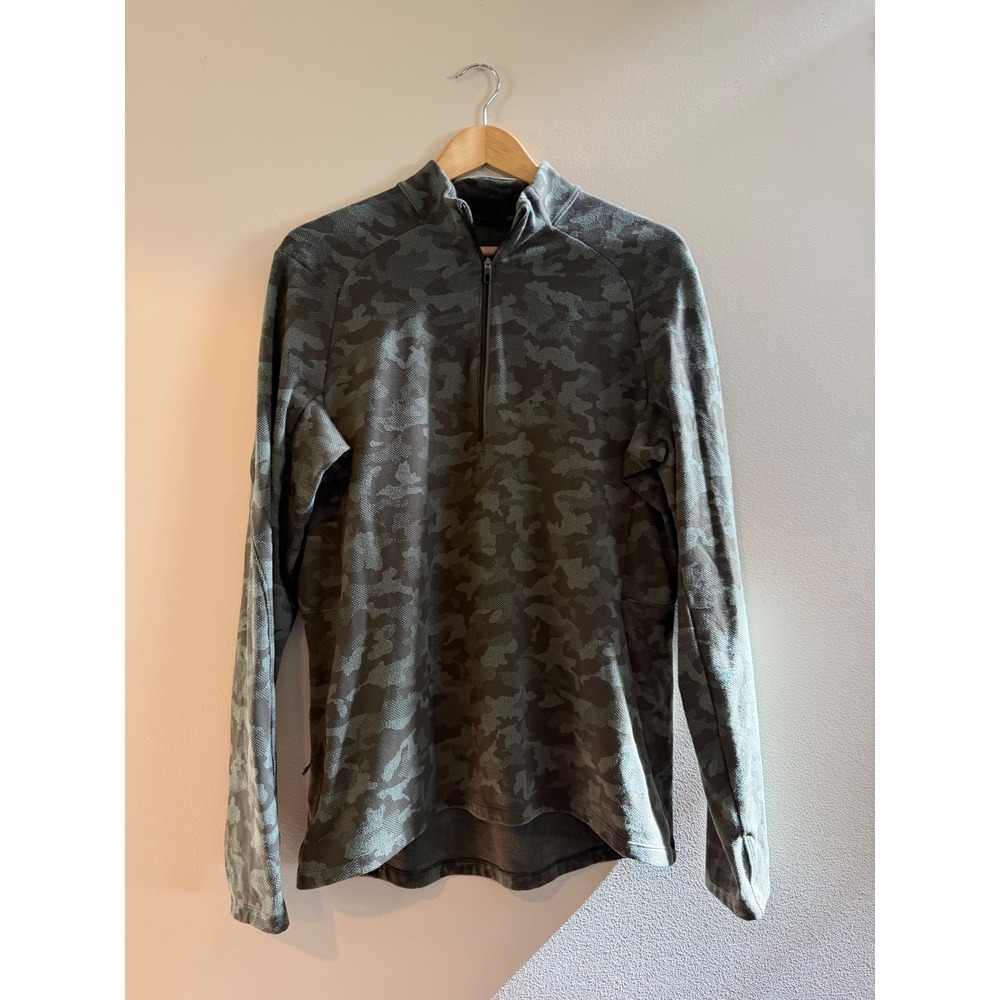 Lululemon Surge Warm Half Zip Pullover Mens Large Camo Jacquard Green Running